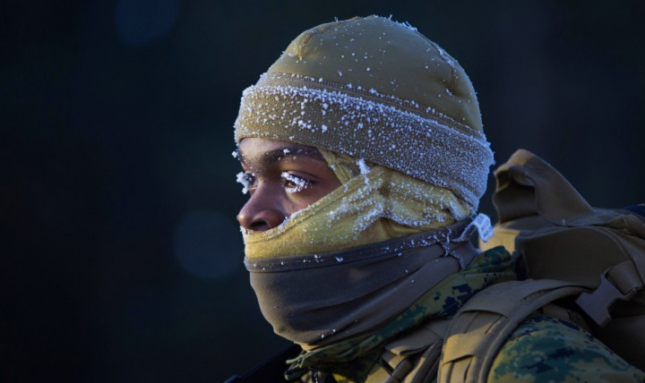 man in freezing conditions